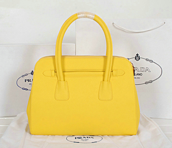 2014 Prada saffiano cuir leather tote bag BN2549 lemonyellow